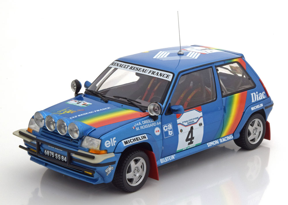 Miniature Norev 1:18 Renault Super 5 GT Turbo - Rallye Côte D'Ivoire #4, Voiture De Collection
