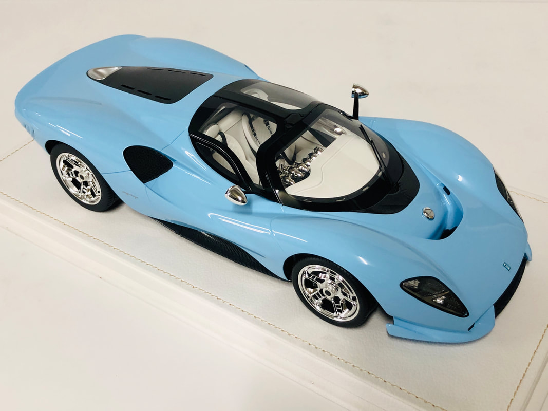 De Tomaso P72 Bleu 1/18 – Maquette Résine Peako 83806 – Neuve