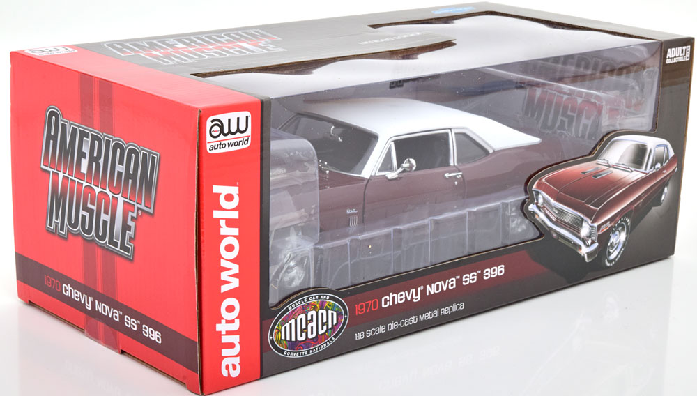 Miniatura Carro Chevrolet Nova SS 396  1969  100 Anos De Chevrolet Cromo 118 Auto World